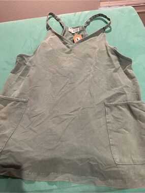 Bucket List Washed Teal Tank Dress with Front Pockets